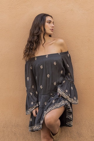 Robe courte Shine - Beige et vert
