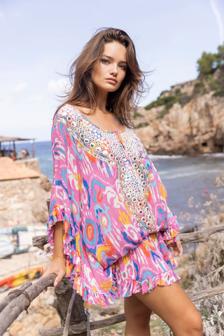 Robe patineuse Fresh - Blanc, bleu et rose