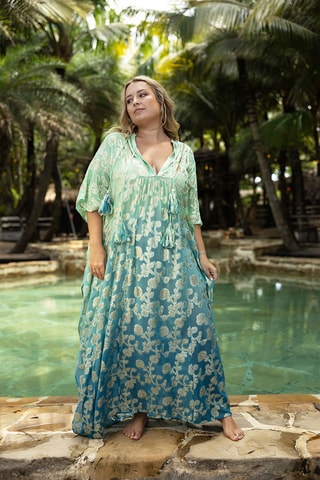 Caftan tie and dye Phoebe - Bleu
