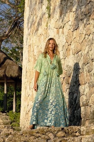 Caftan tie and dye Phoebe - Bleu