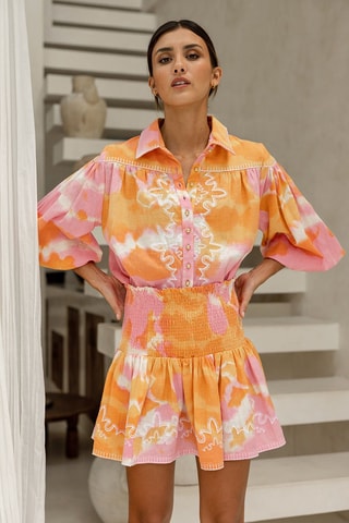 Chemisier - Blanc, orange et rose