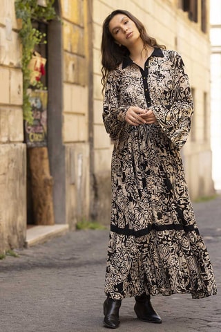 Robe longue Zelie - Noir et beige