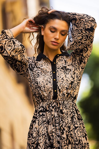 Robe longue Zelie - Noir et beige