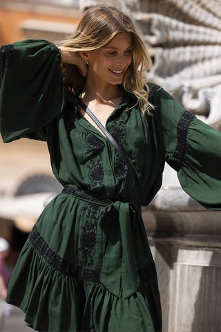 Robe courte Dina - Noir et vert