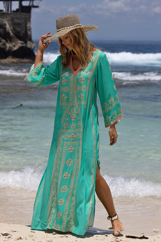 Caftan Lizzy - Bleu et orange