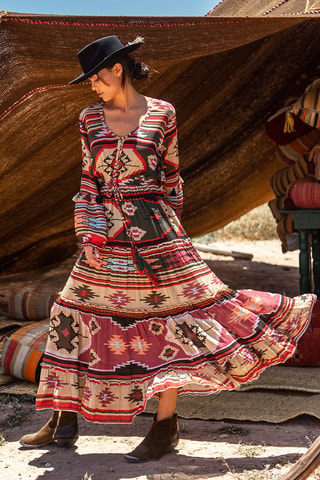 Robe longue Kilim - Rouge