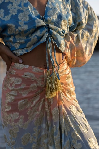 Crop top - Blanc et bleu