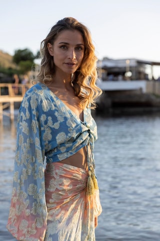 Crop top - Blanc et bleu