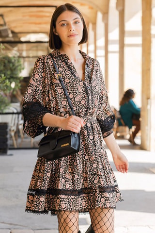 Robe courte Chloe - Noir et rose