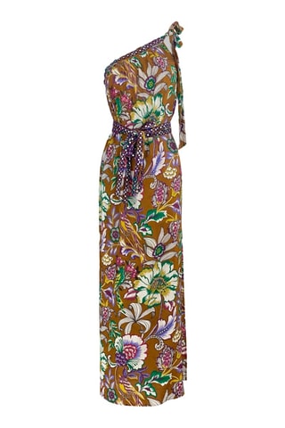 Robe longue Wallis - Blanc, vert et marron