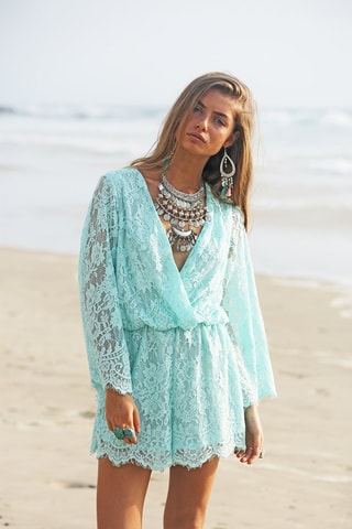 Combishort en dentelle Zanzibar - Bleu