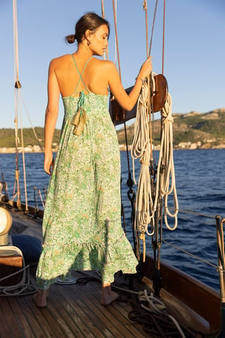 Robe longue Sorbet - Blanc, vert et rose