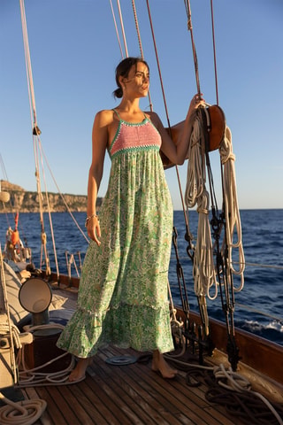 Robe longue Sorbet - Blanc, vert et rose