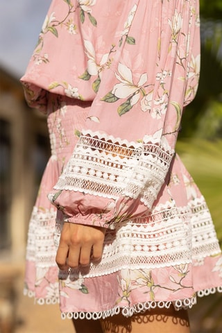 Jupe patineuse taille haute Mabel - Blanc, vert et rose