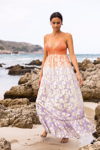 Robe longue - Violet et rose