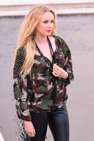 Blouse Army - Noir, vert et marron