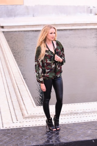 Blouse Army - Noir, vert et marron