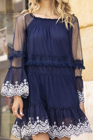 Robe courte Angel - Blanc et bleu