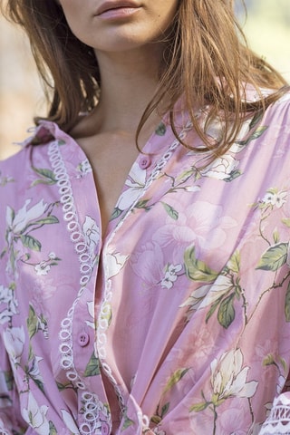 Chemisier noué Tulla - Blanc, vert et rose