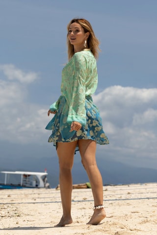 Kimono tie and dye Leny - Bleu et vert