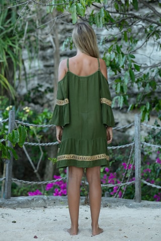 Robe droite Shimmy - Vert et rose