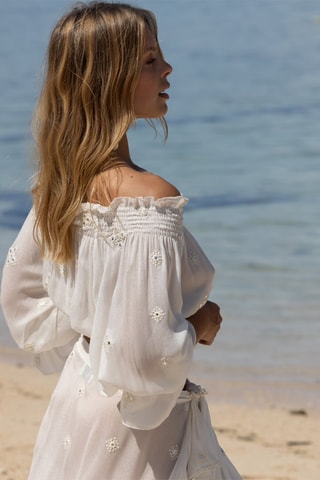Jupe asymétrique Celeste - Blanc et bleu
