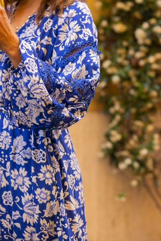 Robe longue Morgane - Blanc et bleu