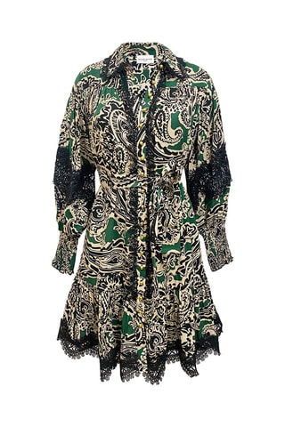 Robe courte Lucina - Noir, beige et vert