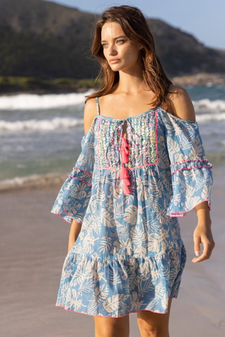 Robe droite Joe - Blanc, violet et rose