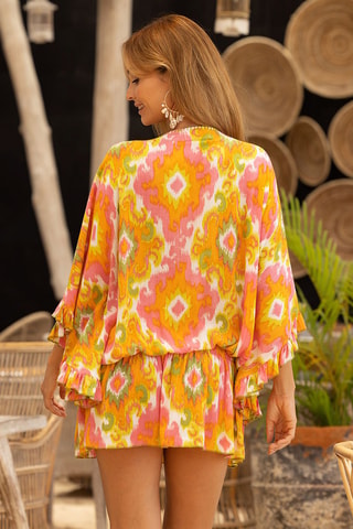Robe Mavis - Blanc, orange et rose