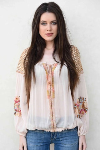Blouse Russia - Blanc, beige et marron
