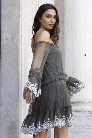 Robe courte Angel - Blanc et vert
