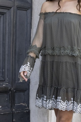 Robe courte Angel - Blanc et vert