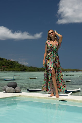 Robe longue Absinthe - Bleu, rose et violet