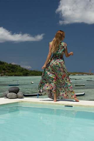 Robe longue Absinthe - Bleu, rose et violet