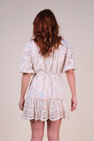 Robe chemise - Blanc, bleu et rose