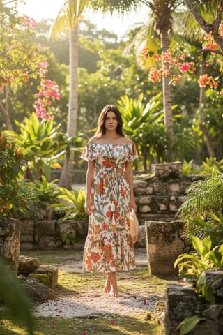 Robe midi Colombian Dreams - Blanc