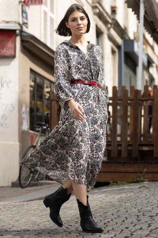 Robe longue Parisian Chic - Blanc et noir