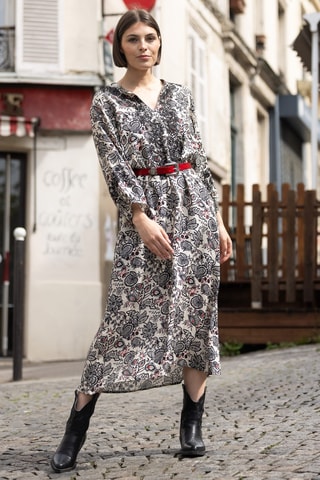 Robe longue Parisian Chic - Blanc et noir