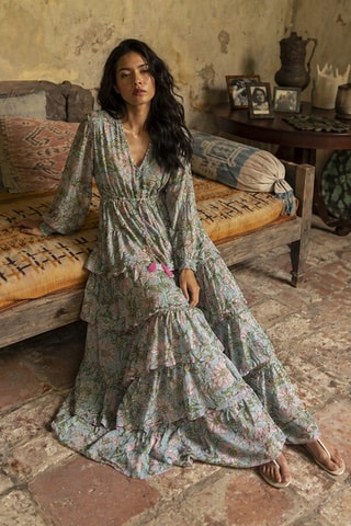 Robe longue Colombian Dreams - Bleu