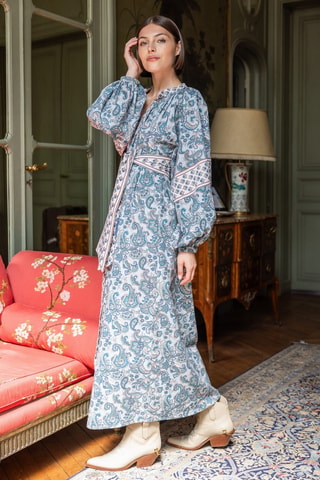 Robe longue Parisian Chic - Bleu