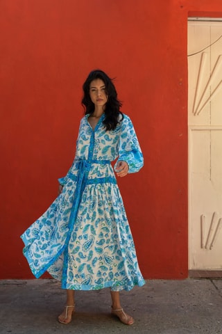 Robe longue Colombian Dreams - Bleu