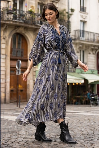Robe longue Parisian Chic - Bleu