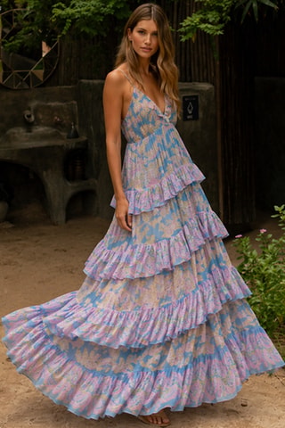 Robe longue Colombian Dreams - Bleu