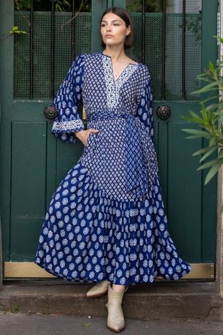 Robe longue Parisian Chic - Bleu marine