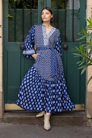 Robe longue Parisian Chic - Bleu marine