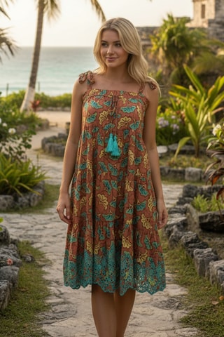 Robe midi Colombian Dreams - Bleu