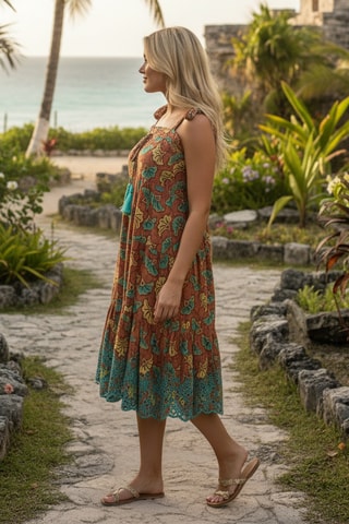 Robe midi Colombian Dreams - Bleu