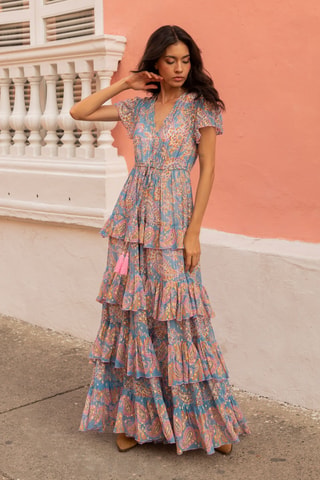 Robe longue Colombian Dreams - Bleu