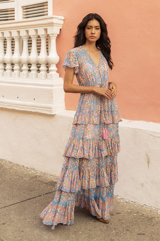 Robe longue Colombian Dreams - Bleu